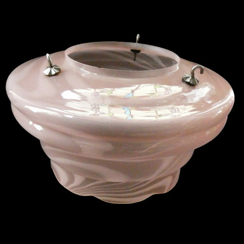 1930s Art Deco Sugar Pink Swirls Geometric Glass Lamp Shade