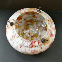 Load image into Gallery viewer, 1930s Glass Hanging Goldfish Bowl or Flycatcher Lampshade. Opaque Glass with Orange &amp; Red Tutti Frutti Splatters
