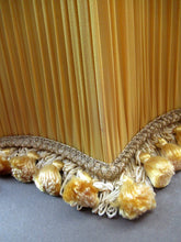 Load image into Gallery viewer, Vintage Pleated Silk Chiffon Lamp Shade with Gold Brocade and Tassels
