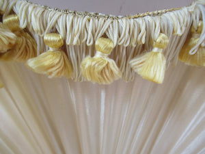 Vintage Pleated Silk Chiffon Lamp Shade with Gold Brocade and Tassels