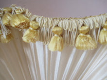 Load image into Gallery viewer, Vintage Pleated Silk Chiffon Lamp Shade with Gold Brocade and Tassels
