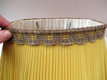 Load image into Gallery viewer, Vintage Pleated Silk Chiffon Lamp Shade with Gold Brocade and Tassels
