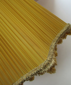 Vintage Pleated Silk Chiffon Lamp Shade with Gold Brocade and Tassels