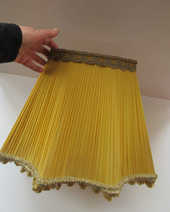 Vintage Pleated Silk Chiffon Lamp Shade with Gold Brocade and Tassels