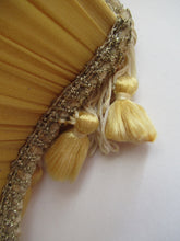 Load image into Gallery viewer, Vintage Pleated Silk Chiffon Lamp Shade with Gold Brocade and Tassels
