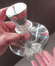 Load image into Gallery viewer, Rare 1930s Art Deco CZECH Glass Decanter Embellished with Large Silver Pointed Stars
