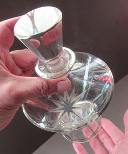 Rare 1930s Art Deco CZECH Glass Decanter Embellished with Large Silver Pointed Stars