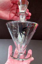 Load image into Gallery viewer, Rare 1930s Art Deco CZECH Glass Decanter Embellished with Large Silver Pointed Stars
