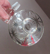 Load image into Gallery viewer, Rare 1930s Art Deco CZECH Glass Decanter Embellished with Large Silver Pointed Stars
