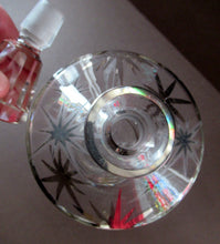 Load image into Gallery viewer, Rare 1930s Art Deco CZECH Glass Decanter Embellished with Large Silver Pointed Stars
