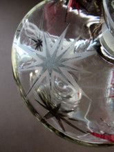 Load image into Gallery viewer, Rare 1930s Art Deco CZECH Glass Decanter Embellished with Large Silver Pointed Stars
