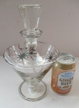 Load image into Gallery viewer, Rare 1930s Art Deco CZECH Glass Decanter Embellished with Large Silver Pointed Stars
