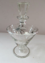 Load image into Gallery viewer, Rare 1930s Art Deco CZECH Glass Decanter Embellished with Large Silver Pointed Stars
