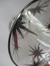 Load image into Gallery viewer, Rare 1930s Art Deco CZECH Glass Decanter Embellished with Large Silver Pointed Stars
