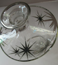 Load image into Gallery viewer, Rare 1930s Art Deco CZECH Glass Decanter Embellished with Large Silver Pointed Stars
