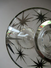 Load image into Gallery viewer, Rare 1930s Art Deco CZECH Glass Decanter Embellished with Large Silver Pointed Stars
