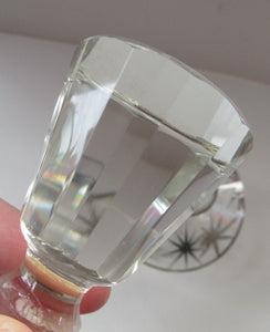 Rare 1930s Art Deco CZECH Glass Decanter Embellished with Large Silver Pointed Stars