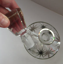 Load image into Gallery viewer, Rare 1930s Art Deco CZECH Glass Decanter Embellished with Large Silver Pointed Stars
