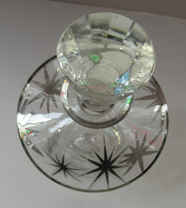 Rare 1930s Art Deco CZECH Glass Decanter Embellished with Large Silver Pointed Stars