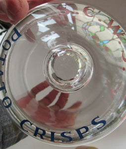 1920s Scottish Antique Potato Crisps Glass Storage Jar