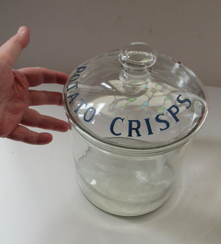 1920s Scottish Antique Potato Crisps Glass Storage Jar