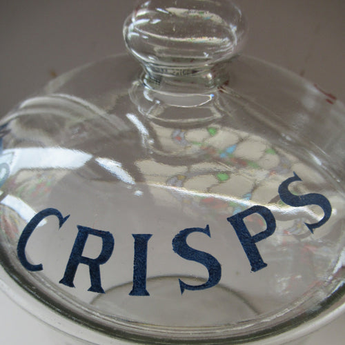 1920s Scottish Antique Potato Crisps Glass Storage Jar