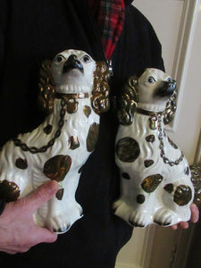 Large Victorian Staffordshire Dogs Copper Lustre Patches. 12 1/2 inches. 1860s
