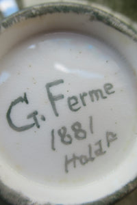 1880s Victorian Scottish Art Pottery. Scottish Lady Artist Haddington Signed Fermes