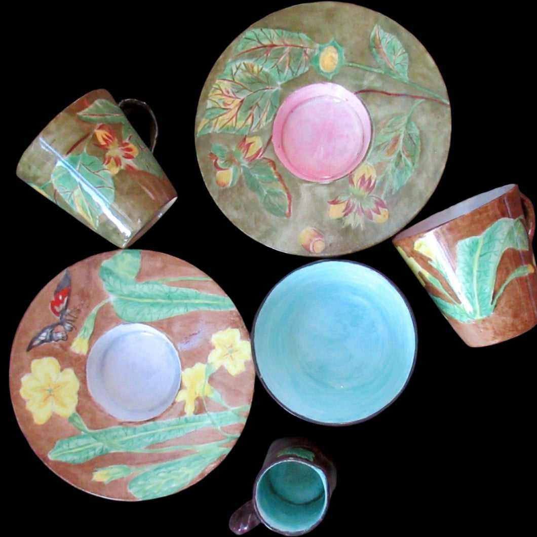 1880s Victorian Scottish Art Pottery. Scottish Lady Artist Haddington Signed Ferme
