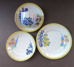 1920s Scottish Pottery Scottish Lady Painter Trio. Cup, Sauder and Side Plate