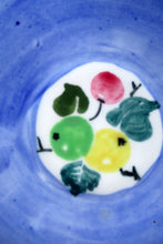Load image into Gallery viewer, 1920s Scottish Pottery Mak Merry Trio. Blue with Fruit and Flowers
