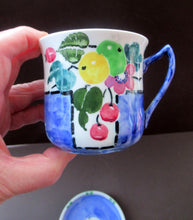 Load image into Gallery viewer, 1920s Scottish Pottery Mak Merry Trio. Blue with Fruit and Flowers
