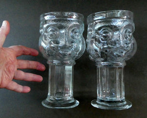 1960s Lars Hellsten Swedish Glass Skruf Pair Beer Man Glasses