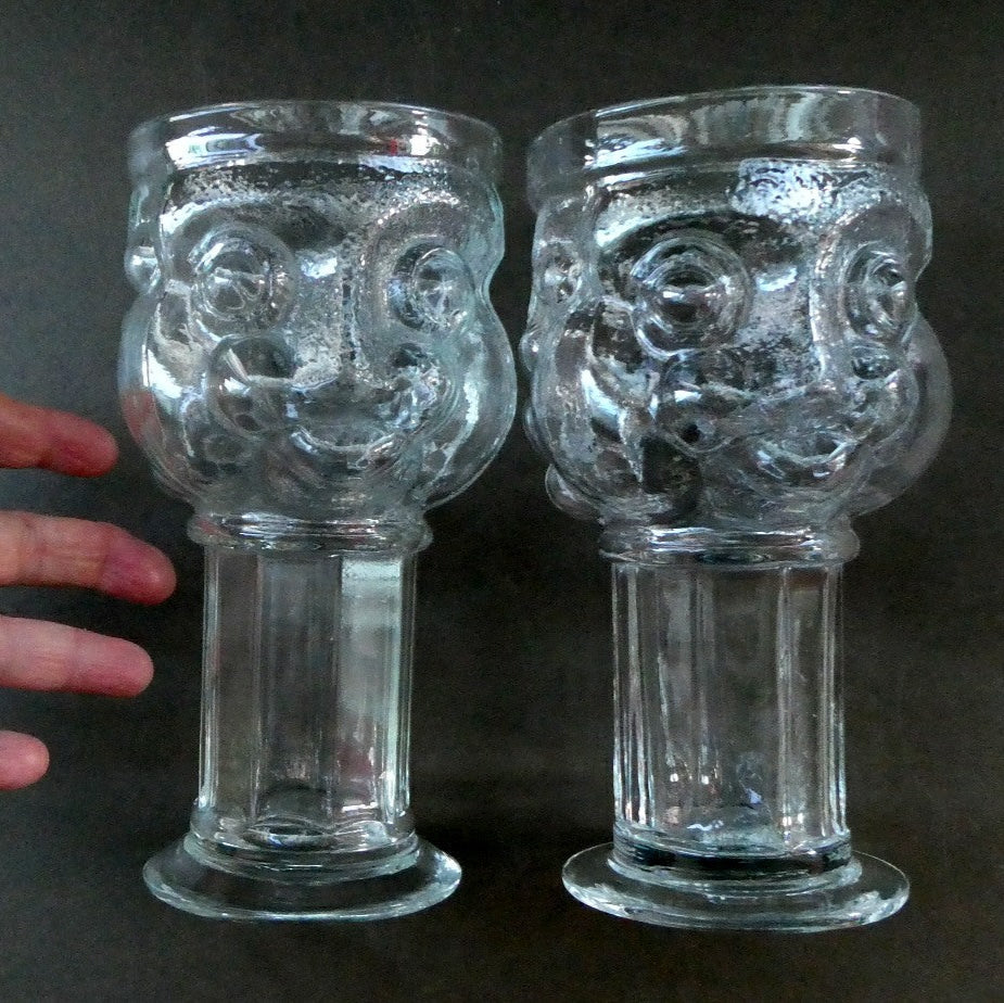 1960s Lars Hellsten Swedish Glass Skruf Pair Beer Man Glasses