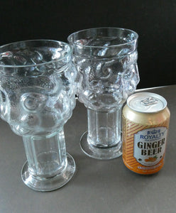 1960s Lars Hellsten Swedish Glass Skruf Pair Beer Man Glasses