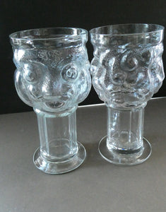 1960s Lars Hellsten Swedish Glass Skruf Pair Beer Man Glasses