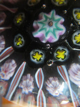 Load image into Gallery viewer, Vintage Strathearn Paperweight 1960s Millefiori Canes and Latticino Half Spokes

