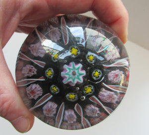 Vintage Strathearn Paperweight 1960s Millefiori Canes and Latticino Half Spokes