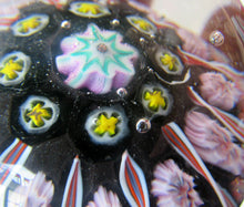 Load image into Gallery viewer, Vintage Strathearn Paperweight 1960s Millefiori Canes and Latticino Half Spokes

