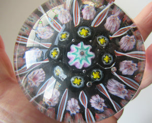 Vintage Strathearn Paperweight 1960s Millefiori Canes and Latticino Half Spokes