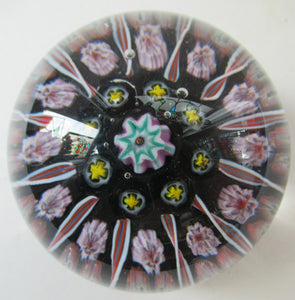 Vintage Strathearn Paperweight 1960s Millefiori Canes and Latticino Half Spokes