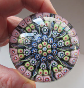 1970s Early Perthshire Paperweight Scottish Glass Millefiori and Latticino Spokes