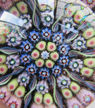 Load image into Gallery viewer, 1970s Early Perthshire Paperweight Scottish Glass Millefiori and Latticino Spokes
