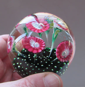 Vintage Murarno Fratelli Toso Paperweight with Print Flowers