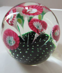 Vintage Murarno Fratelli Toso Paperweight with Print Flowers