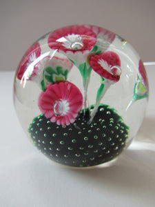 Vintage Murarno Fratelli Toso Paperweight with Print Flowers