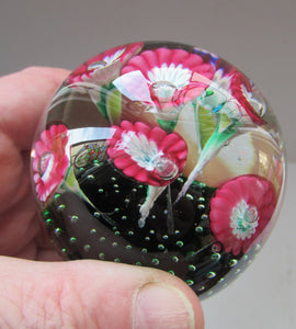 Vintage Murarno Fratelli Toso Paperweight with Print Flowers