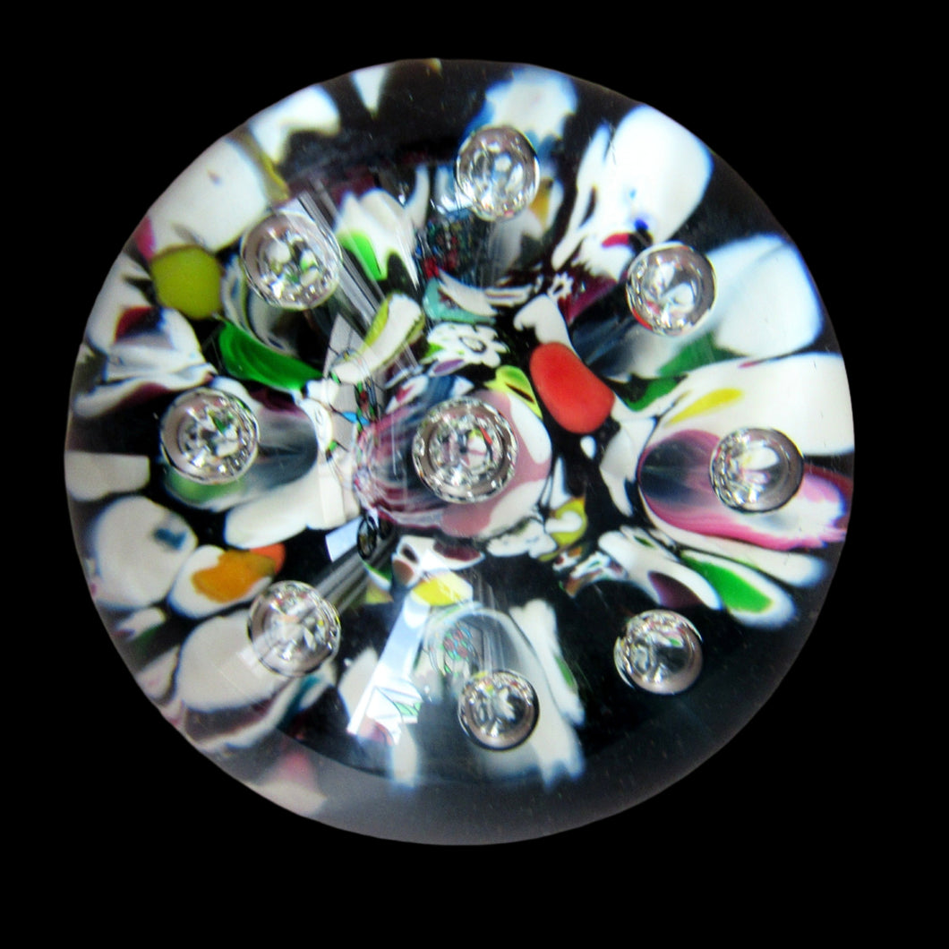 Vintage Scottish Caithness Glass Paperweight Single Harlequin 1976
