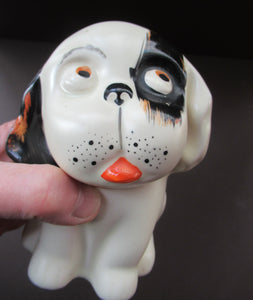 Cute Little Vintage CROWN DEVON Model of a Black and White Bonzo Puppy Sticking Out His Tongue