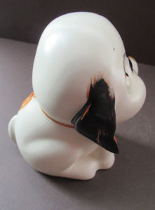 Cute Little Vintage CROWN DEVON Model of a Black and White Bonzo Puppy Sticking Out His Tongue